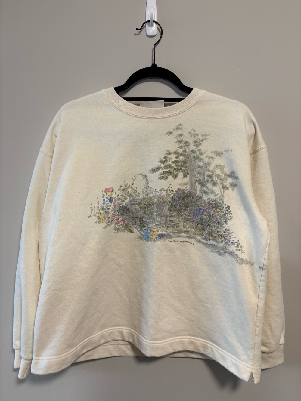 Vintage Northern Reflections Sweatshirt Women L White
90s Flowers Garden Graphic
